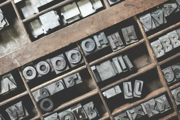 A collection of old wooden type blocks